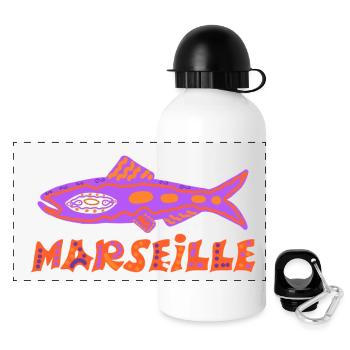 Sardine Marseillaise - Panoramic Thermal Bottle with Lid 500 ml - white - Front