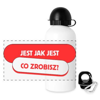 Es ist, wie es ist – Was wirst du tun? - Panorama Trinkflasche mit Deckel 500 ml - Weiß - Vorne