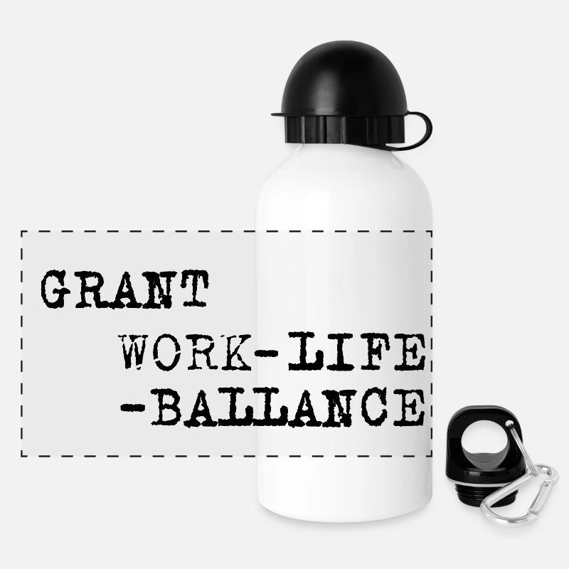 Subvention Vie Ballance – Jeu de mots Travail Vie Subvention - Gourde panoramique avec couvercle 500 ml - blanc