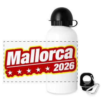 Mallorca 2026 - Panorama Trinkflasche mit Deckel 500 ml - Weiß - Vorne