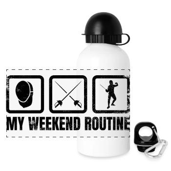 Meine Wochenendroutine - Panorama Trinkflasche mit Deckel 500 ml - Weiß - Vorne