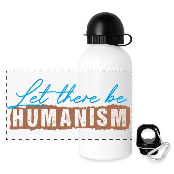 Let There Be Humanism - Panorama Trinkflasche mit Deckel 500 ml - Weiß - Vorne