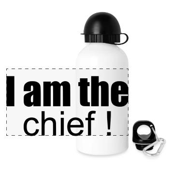 i am the chief ! - Panorama Trinkflasche mit Deckel 500 ml - Weiß - Vorne