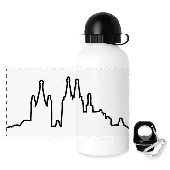 Kölner Skyline Kontur - Panorama Trinkflasche mit Deckel 500 ml - Weiß - Vorne