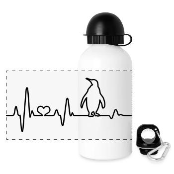 Heartbeat Penguin EKG Penguins South Pole Antarctica - Panoramic Thermal Bottle with Lid 500 ml - white - Front