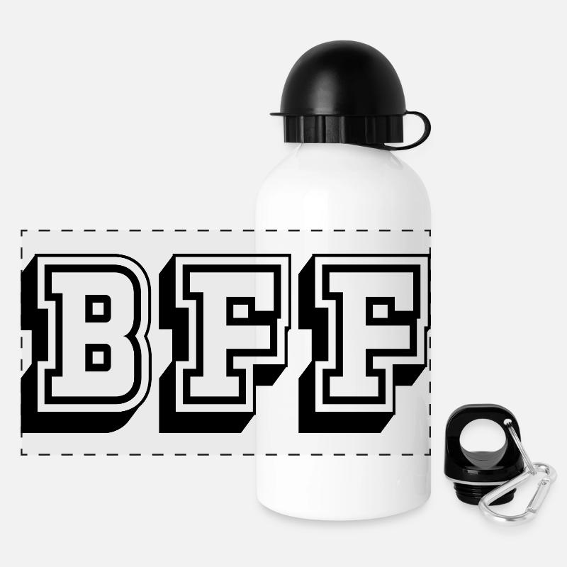 BFF Tshirt black - Panorama Trinkflasche mit Deckel 500 ml - Weiß