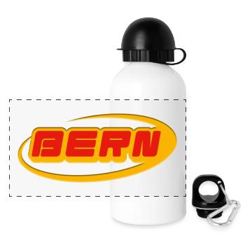 Bern Schriftzug mit gelbem Schwung - Panorama Trinkflasche mit Deckel 500 ml - Weiß - Vorne