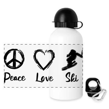 Amour du ski - Gourde panoramique avec couvercle 500 ml - blanc - Devant