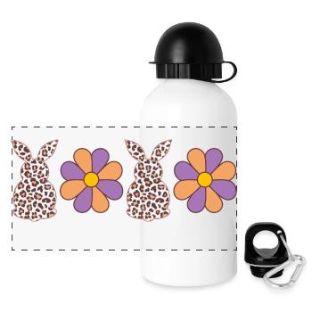 Bunny Flowers - Panoramic Thermal Bottle with Lid 500 ml - white - Front