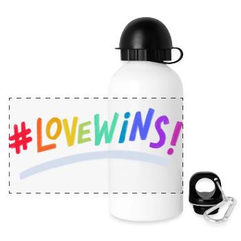 Love Wins Pride - Panoramic Thermal Bottle with Lid 500 ml - white - Front