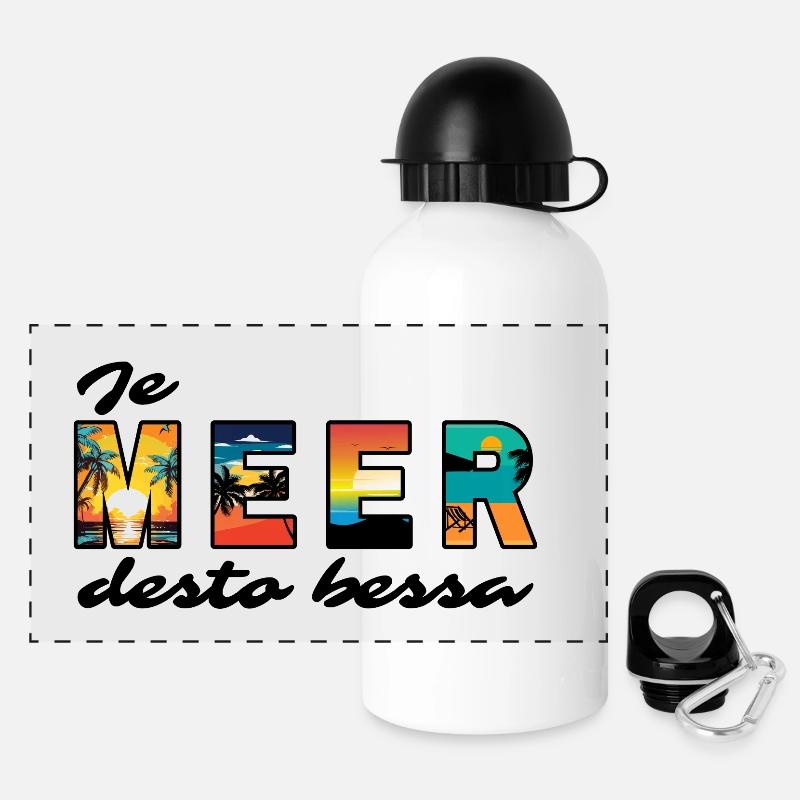 la mer, mieux c’est, plus il y en a, mieux c’est - Gourde panoramique avec couvercle 500 ml - blanc