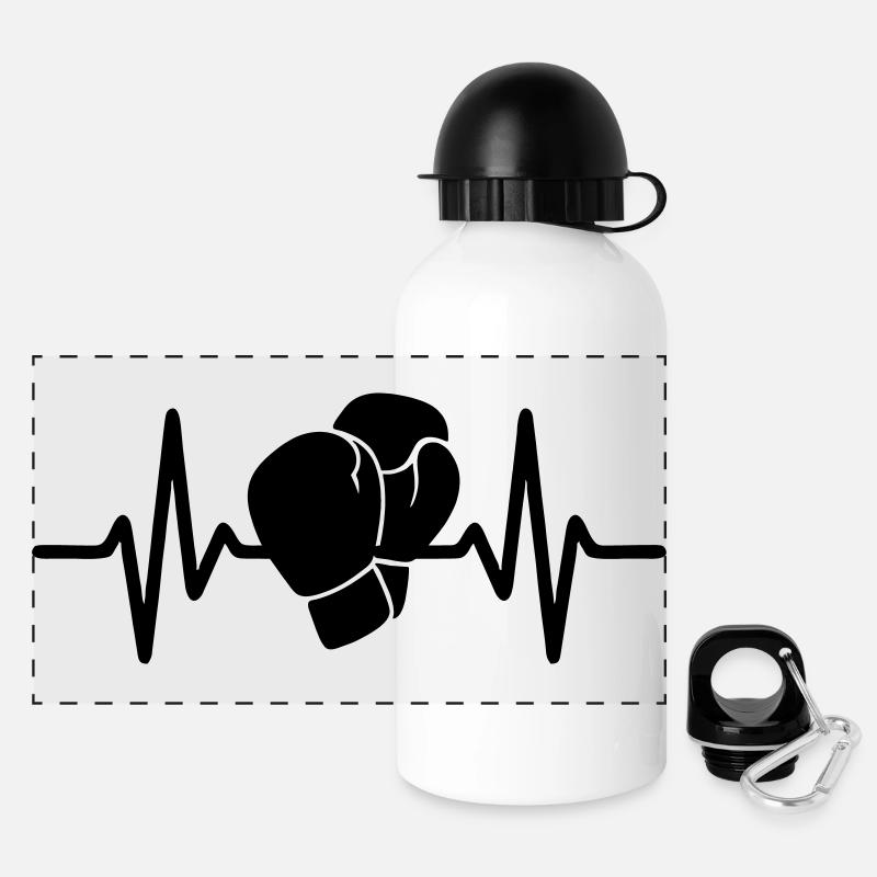 Herzschlag-Boxen - Panorama Trinkflasche mit Deckel 500 ml - Weiß