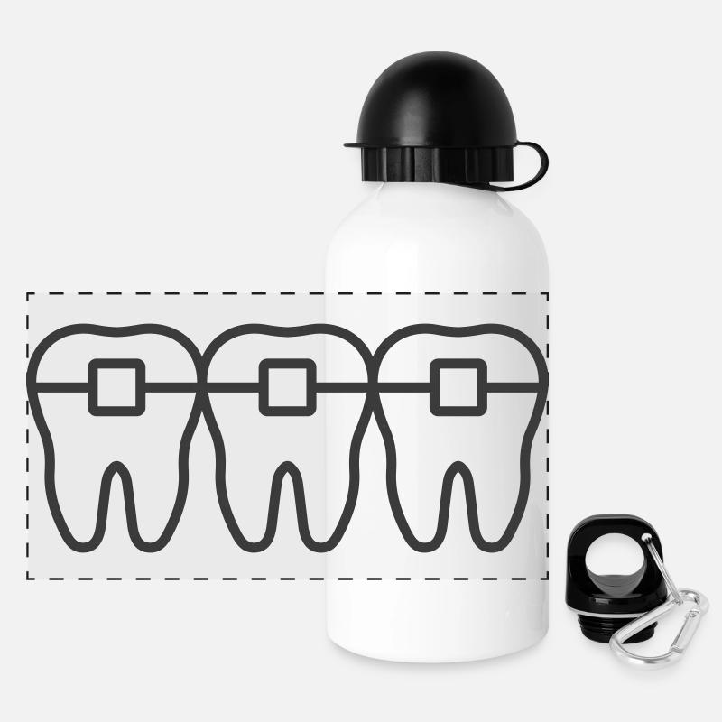 Braces Line Icon – Orthodontic Teeth Alignment Sym - Panoramic Thermal Bottle with Lid 500 ml - white