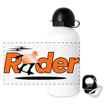 Rider Silhouette on Orange - Panoramic Thermal Bottle with Lid 500 ml - white - Front