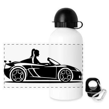 Convertible Car Car Woman - Panoramic Thermal Bottle with Lid 500 ml - white - Front