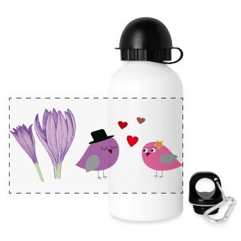 birds in love - Panoramic Thermal Bottle with Lid 500 ml - white - Front