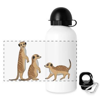 Trois suricates - Gourde panoramique avec couvercle 500 ml - blanc - Devant