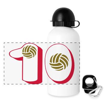 Nummer 10 Volleyball-Spieler - Panorama Trinkflasche mit Deckel 500 ml - Weiß - Vorne
