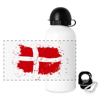 Denmark Flag - Vintage Look - Panorama Trinkflasche mit Deckel 500 ml - Weiß - Vorne