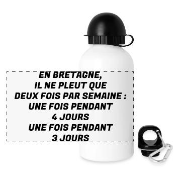 Bretagne / Breton / Bretonne / Breizh / Bzh - Gourde panoramique avec couvercle 500 ml - blanc - Devant
