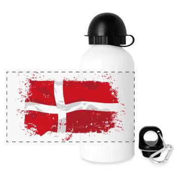 Denmark Flag - Panorama Trinkflasche mit Deckel 500 ml - Weiß - Vorne