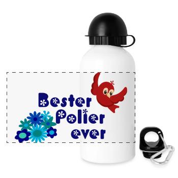 Bester Polier ever - Maurer Bau Baurabeiter - Panorama Trinkflasche mit Deckel 500 ml - Weiß - Vorne