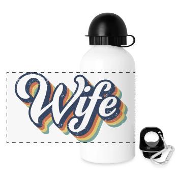 Retro Frau Matching Paar Hochzeitsfeier Hochzeit - Panorama Trinkflasche mit Deckel 500 ml - Weiß - Vorne