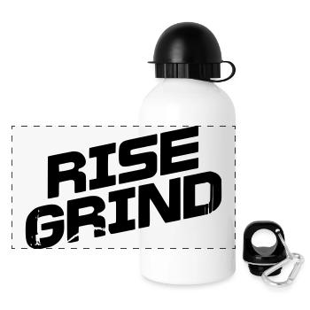 Motivational Gym Rise Grind - Panorama Trinkflasche mit Deckel 500 ml - Weiß - Vorne