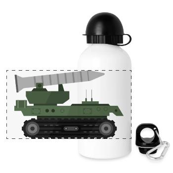 LKW mit Rakete - Panorama Trinkflasche mit Deckel 500 ml - Weiß - Vorne