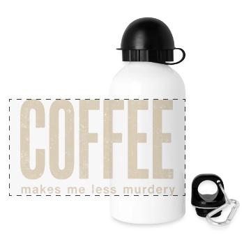 Coffee makes me less murderous - Panoramic Thermal Bottle with Lid 500 ml - white - Front