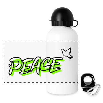 Friede Peace Friedenstaube - Panorama Trinkflasche mit Deckel 500 ml - Weiß - Vorne