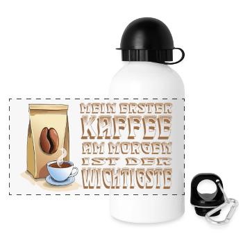 my first coffee in the morning - Panoramic Thermal Bottle with Lid 500 ml - white - Front