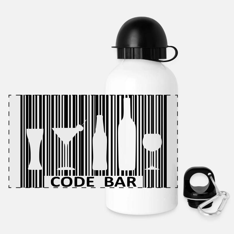 Code bar - Gourde panoramique avec couvercle 500 ml - blanc