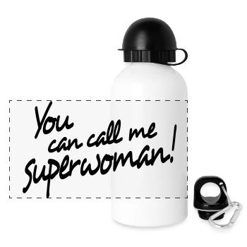 you can call me superwoman - Panorama Trinkflasche mit Deckel 500 ml - Weiß - Vorne