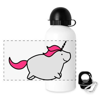 fat_unicorn_02 - Panorama Trinkflasche mit Deckel 500 ml - Weiß - Vorne