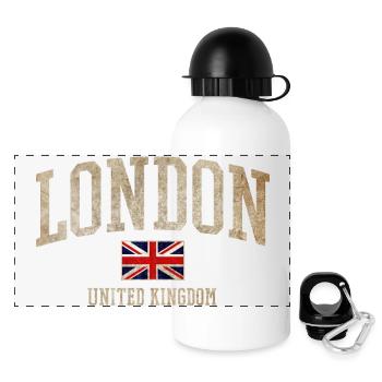 London Vintage Union Jack - Panorama Trinkflasche mit Deckel 500 ml - Weiß - Vorne