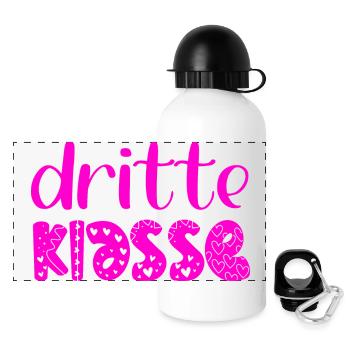 Grundschule 3. Klasse - Dritte Schulklasse - Panorama Trinkflasche mit Deckel 500 ml - Weiß - Vorne