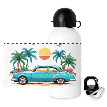 summer vibes - Panorama Trinkflasche mit Deckel 500 ml - Weiß - Vorne