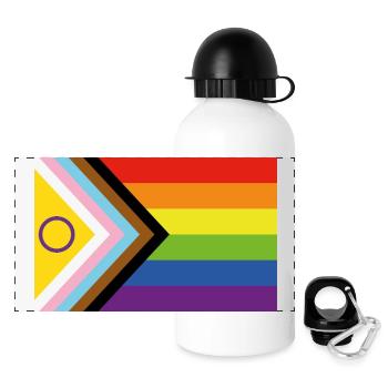 Pride Flag - Rainbow Flag - Panoramic Thermal Bottle with Lid 500 ml - white - Front