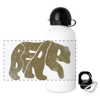 Vintage Bär Silhouette BÄR Wortkunst - Panorama Trinkflasche mit Deckel 500 ml - Weiß - Vorne