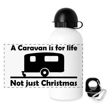 Caravan for life - Panorama Trinkflasche mit Deckel 500 ml - Weiß - Vorne