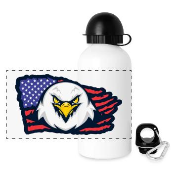 Águila Americana con Bandera - Panoramic Thermal Bottle with Lid 500 ml - white - Front