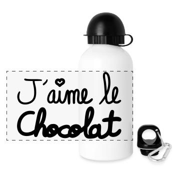 j'aime le chocolat - Gourde panoramique avec couvercle 500 ml - blanc - Devant