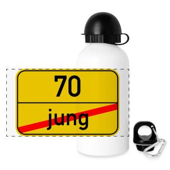 Ortsschild jung - 70 - Panorama Trinkflasche mit Deckel 500 ml - Weiß - Vorne