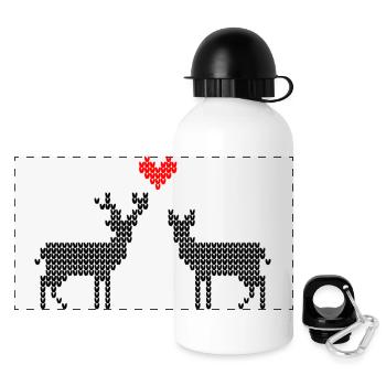 Hirsch und Reh verliebt Trachten Partner Shirt - Panorama Trinkflasche mit Deckel 500 ml - Weiß - Vorne
