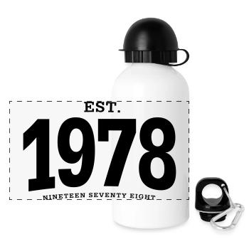 EST. 1978 Nineteen Seventy Eight - Panoramic Thermal Bottle with Lid 500 ml - white - Front