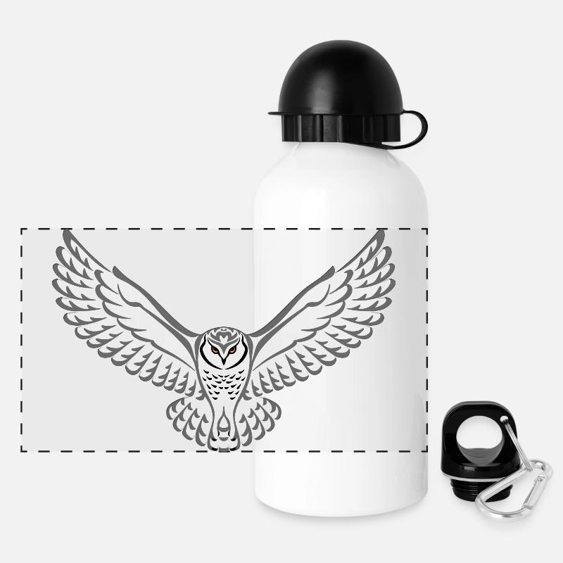 Stammes-Schnee-Eule - Panorama Trinkflasche mit Deckel 500 ml - Weiß