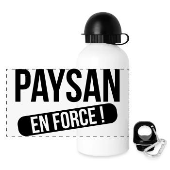Paysan en force ! - Gourde panoramique avec couvercle 500 ml - blanc - Devant