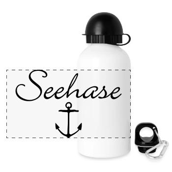 Seehase Anker Bodensee Design - Panorama Trinkflasche mit Deckel 500 ml - Weiß - Vorne