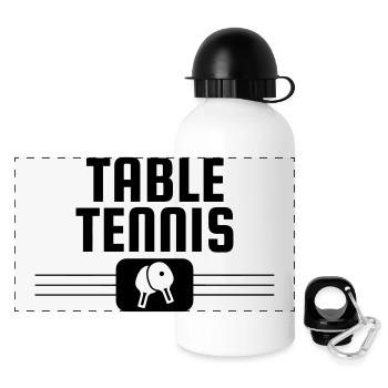 Table Tennis - Ping Pong - Sport - Racket - Ball - Panoramic Thermal Bottle with Lid 500 ml - white - Front